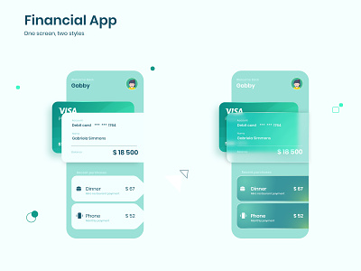 FinApp app design financial app fintech glass effect
