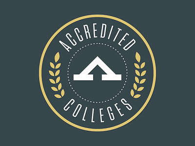 Accredited Colleges Logo arrow circle college gold green laurel logo school tungsten university