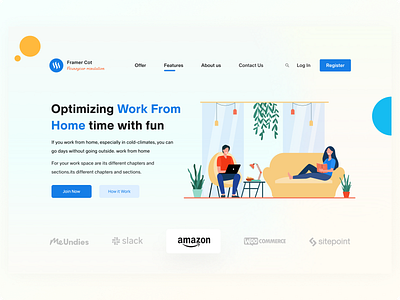 Work from home Landing page adobe xd branding co worker design figma home office illustration landing landingpage logo office office space typography ui ui design uidesign web template work from home work space