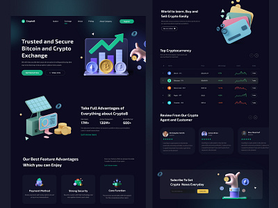 CryptoB - Cryptocurrency Exchange Landing Page binance bitcoin blockchain broker coin coin binance crypto crypto wallet cryptocurrency etheureum exchange illustration investment modern nft stock trading ui ui design wallet