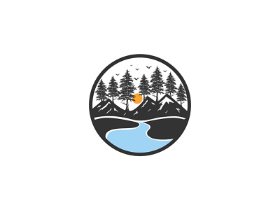 river hill logo animation branding flat forest graphicdesign hill logo logodesign minimalist motion graphics mountains nature outdoors photography river sky travel trees view water