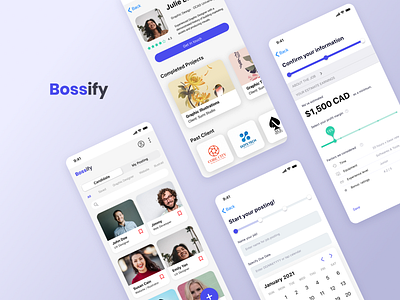 Bossify app design mobile mobile ui