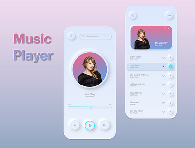 Music Player app free neumorphism soft ui xd xd design