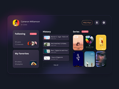 TV App Concept - user's personal page app daily ui design ui uiux