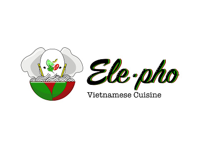 Ele.pho Vietnamese restaurant animal asian food branding culture cute elephant font food and beverage herbs logo noodle pho restaurant southeast asia
