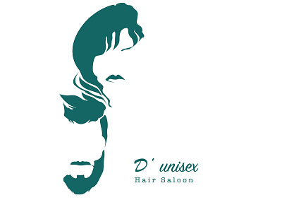 D' unisex Hair Saloon feminine flow gender hair saloon hairdresser logo masculine merge monotone negativespace sexy simplistic
