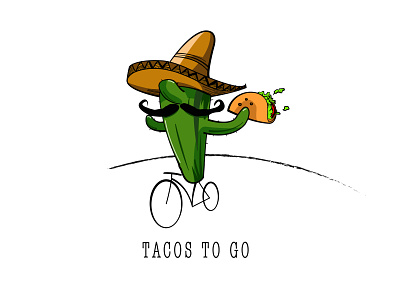 Tacos to Go bicycle cactus dope food food delivery illustration logo mexican plant tacos to go