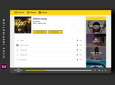 Web App Media Player adobe xd media player ui design web app web app design web design