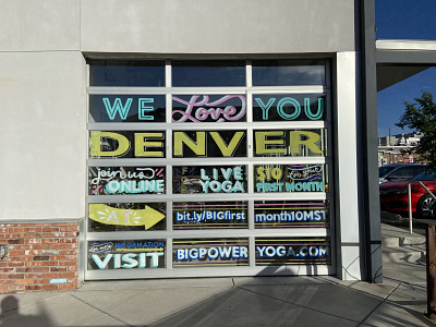 BIG POWER YOGA | GARAGE DOOR advertisement advertising denver denverdesign design graphicdesign hand lettering hand lettering art lettering lettering artist mural paint paint markers posca typography yoga yoga studio