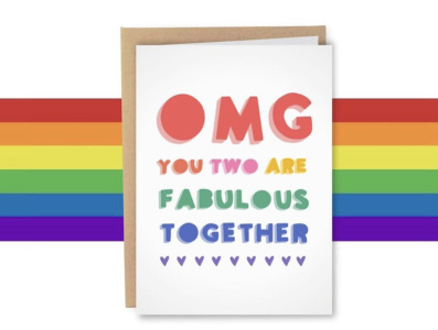 OMG YOU TWO ARE FABULOUS TOGETHER adobe adobe illustrator branding cards design funny funny cards graphicdesign greeting cards hand lettering hand lettering art illustration lettering lettering artist pride sleazy greetings