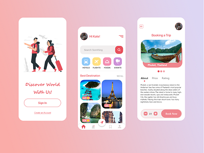 Travel App - Find New Destination - Mobile concept