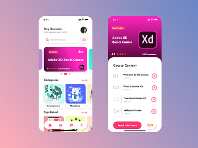 Learning App - Courses Mobile Concept app course courses education education app exam flat knowledge learn learning mobile quarantine student students study tutorial ui ux vector