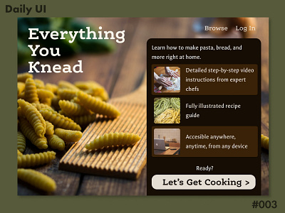 Daily UI 003 003 dailyui desktop food landing page pasta ui