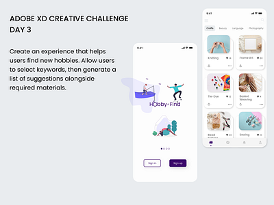 Adobe XD creative challenge - Hobby Randomizer