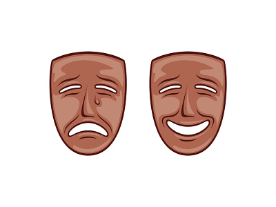 Theater masks face illustration masks mud theater vector