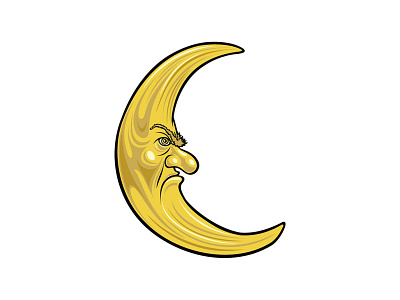 golden moon abstraction angry face golden moon vector yellow