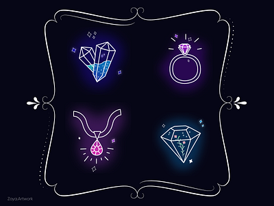 Fantasy neon jewellery illustration art artwork cute design digital art digital illustration digitalart fantasy fantasy art fantasyart illustraion illustrations illustrator jewelery jewellery jewelry jewels neon neon light vector