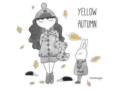 Yellow Autumn design doodle drawing illustration sketch