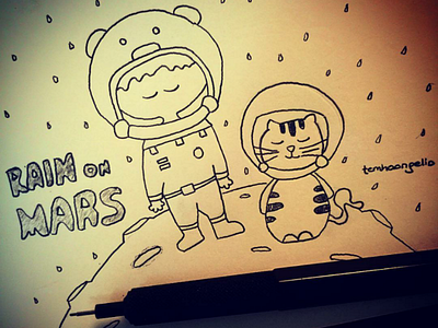 Rain on Mars doodle drawing illustration mars sketch