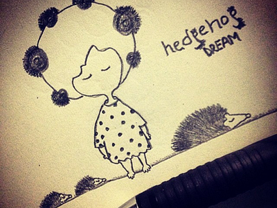 Hedgehog Dream design doodle drawing graphic illustration painting sketch