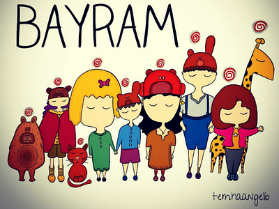 Happy Bayram design doodle drawing graphic illustration painting sketch