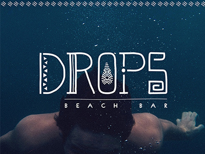 Drops - Beach Bar // Logo 2 aztec beach bar blue branding colours drops handmade logotype sea water