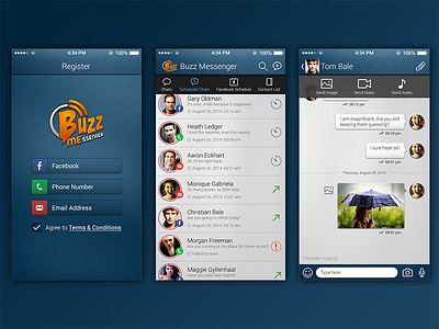 Messenger App blue chat design interactive messenger people talk ui ux