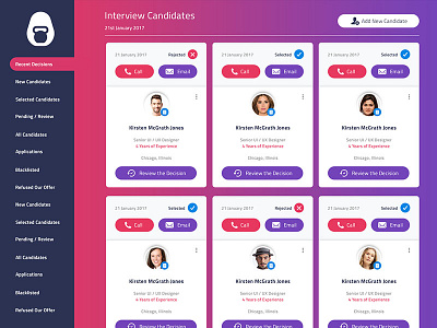 Interview Dashboard candidate color dashboard design gradient image interaction interview modern text