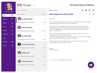 Multiple Inbox Platform app color design email gmail inbox modern multiple purple rich text web