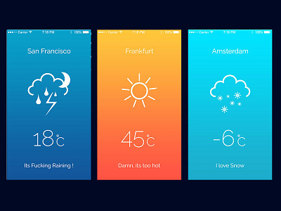 Weather App apps blue design icons minimal modern multi neat platform temperature text weather