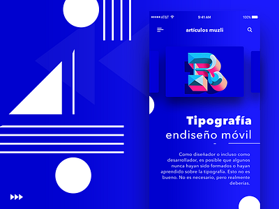Tipografía en diseño móvil app article blue design experience interaction minimal sleek typography ux