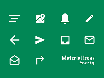 Mt Icons for our App V1 app design elements google green icons illustration material minimal sleek