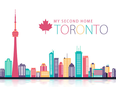 Toronto canada city colorful home illustration skyline toronto