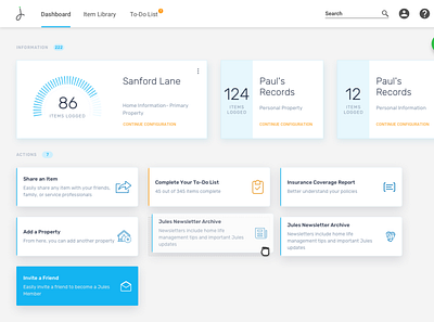 Dashboard for home inventory app application blue card card design dashboard dashboard app full page minimalistic responsive typography ui design ux ux design