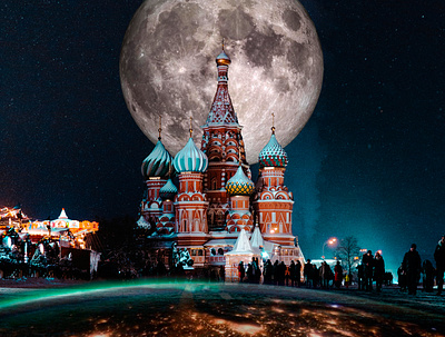 Moscow en la noche city collage collage art collage digital moon night