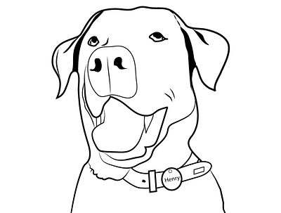 Dog Lab line art illustration black and white dog illustration line art