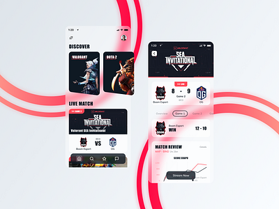 E-Sport Match - Mobile UI app concept design dota2 esport glass livestream match minimalist mobile shot ui valorant