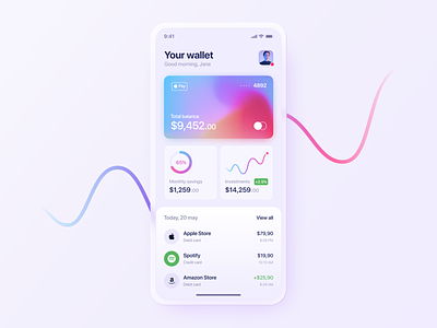 Finance: Mobile Banking App banking banking app finance fintech gradient interface investment mobile app money ui wallet