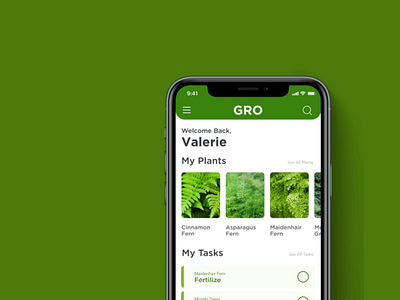 GRO Hero Image garden tasks garden tasks gardening mobile mobile ui plant task list