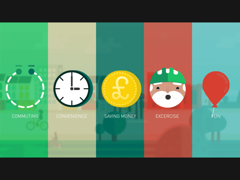 Cycle Enfield after effects animation colourful flat icons illustrator paralax