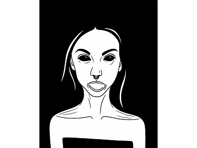 Zombie Kim black and white design designer graphic designer illustration illustrator portrait procreate