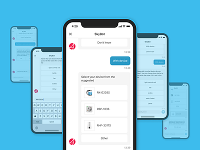 SkyBot — chatbot technical support for users. Mobile app + Web app bot chat chatbot figma ios iot ui ux webview