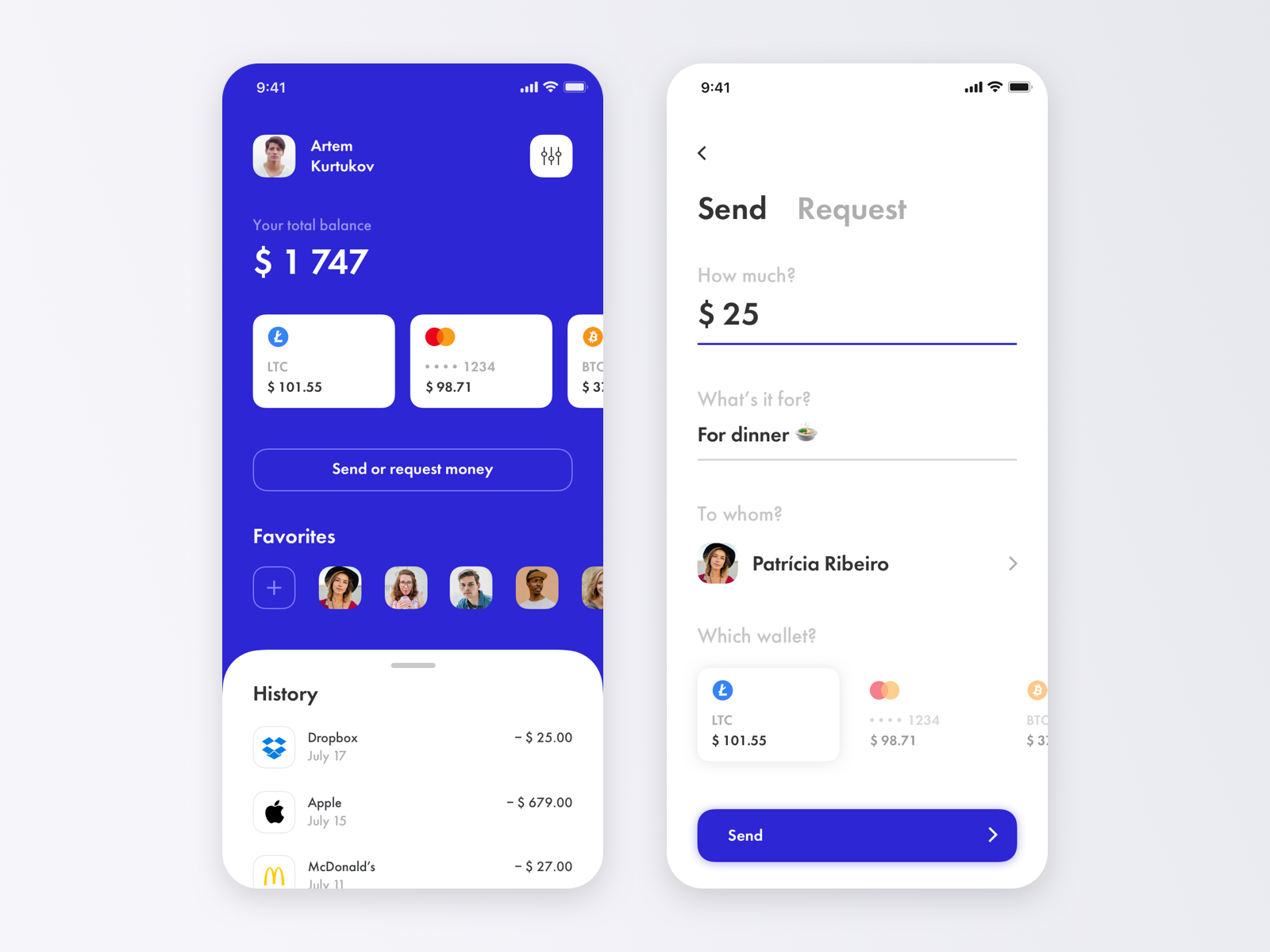 Multicurrency Wallet App + 1 Dribbble Invite by Artem Kurtukov on Dribbble