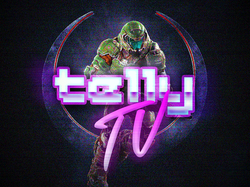 telly TV – animated logo 80s animated brand gaming glitch logo retro twitch