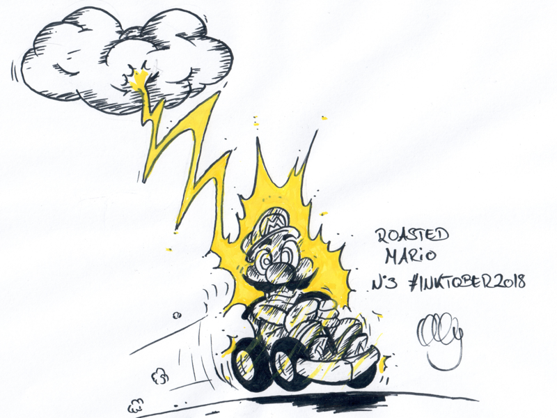 Inktober 2018 Nr. 3 - Roasted aquarel drawing illustration inktank inktober inktober 2018 mario nerdy roasted super mario super mario kart