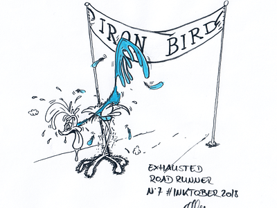 Inktober 2018 Nr. 7 - Exhausted aquarel bird drawing exhausted illustration inktank inktober inktober 2018 iron man nerdy roadrunner