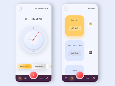 Clock UI App Design app branding clean design flat illustrator minimaluiuxadobexdphotoshop ui ux vector