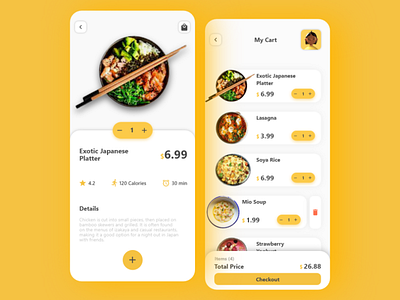 Food Order App UI app branding clean design flat minimal minimaluiuxadobexdphotoshop typography ui ux