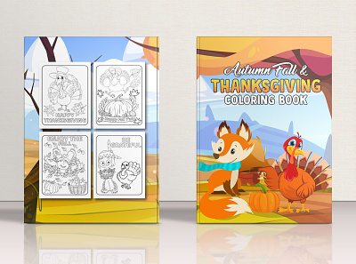 Autumn Fall & Thanksgiving Coloring Book activity book amazon kdp autumn coloring book coloring book coloring book for kids design graphic design high content book illustration kdp kids coloring book kindle vector