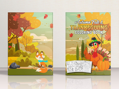 Autumn Fall & Thanksgiving Coloring Book activity book amazon amazon kdp autumn coloring book coloring book coloring book cover coloring book for kids coloring pages cover design design graphic design illustration kids coloring book kindle vector